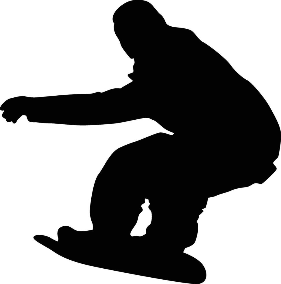 Snowboarding player silhouette full body. Snowboarder posing illustration. People doing extreme sport. vector