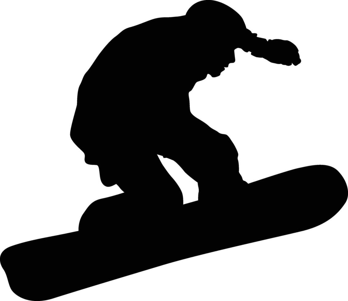 Snowboarding player silhouette full body. Snowboarder posing illustration. People doing extreme sport. vector