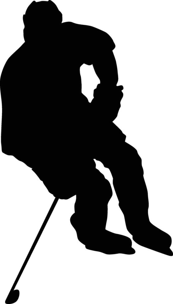 full body ice hockey player silhouette illustration vector