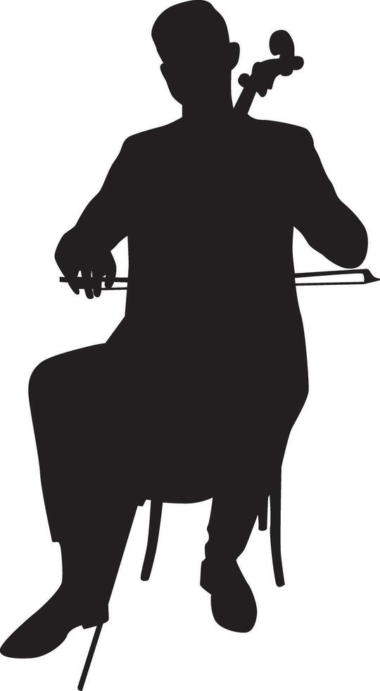 Musician silhouette full body illustration. People pose while playing music. vector