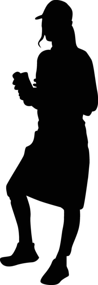 Silhouette of a person cleaning home. Cleaning service janitor illustration full body vector
