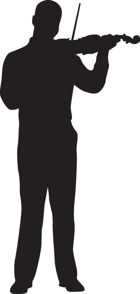 Musician silhouette full body illustration. People pose while playing music. vector