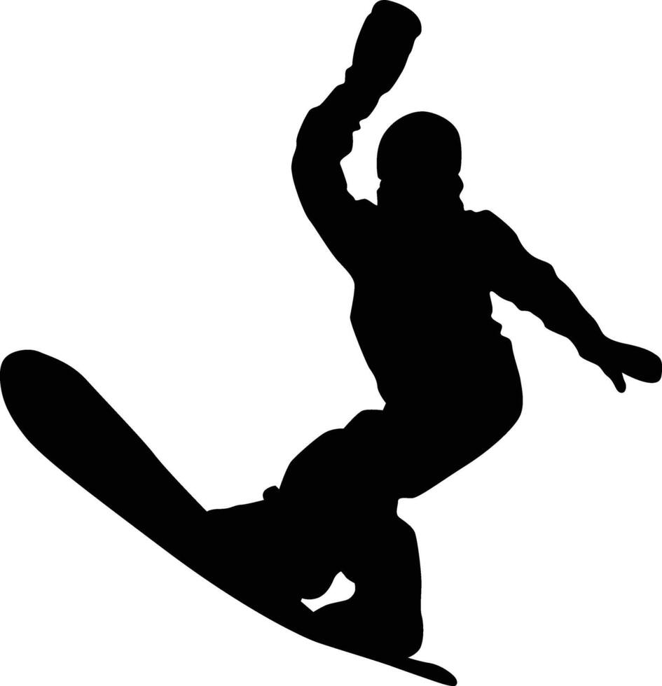 Snowboarding player silhouette full body. Snowboarder posing illustration. People doing extreme sport. vector