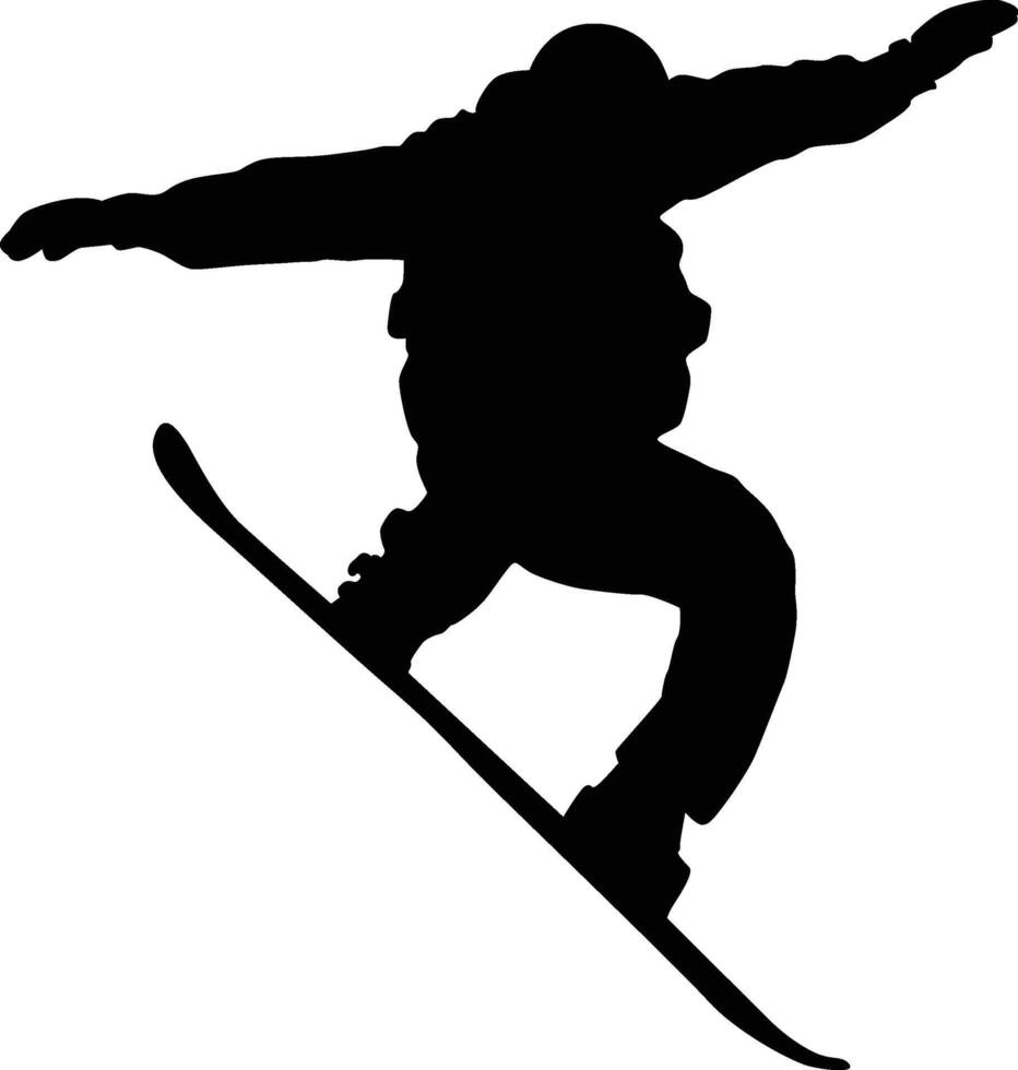 Snowboarding player silhouette full body. Snowboarder posing illustration. People doing extreme sport. vector