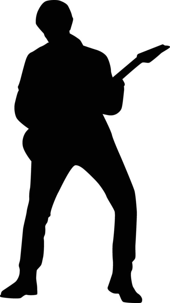 Musician silhouette full body illustration. People pose while playing music. vector