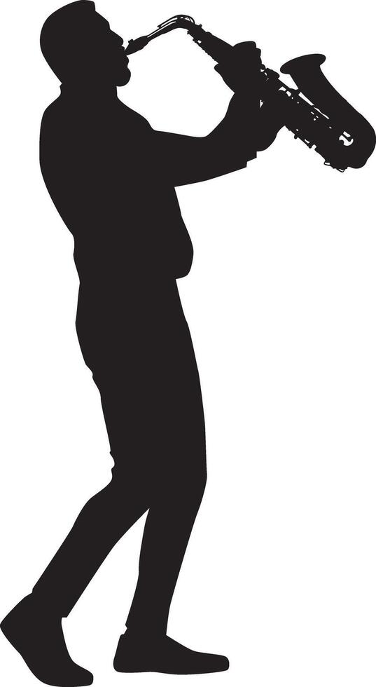 Musician silhouette full body illustration. People pose while playing music. vector