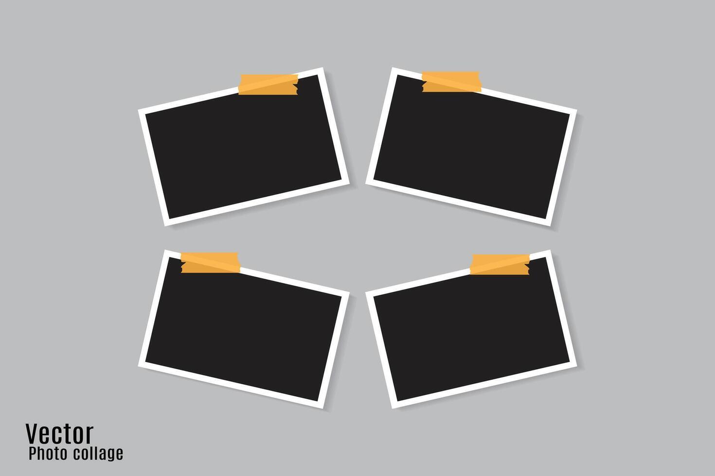 collage photo frame template with shadows vector
