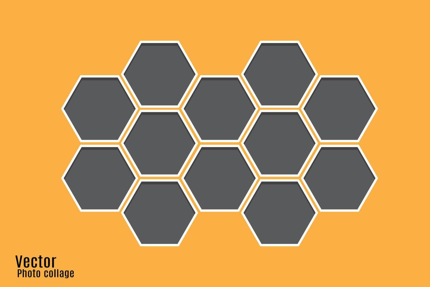 polygon photo collage template yellow background vector