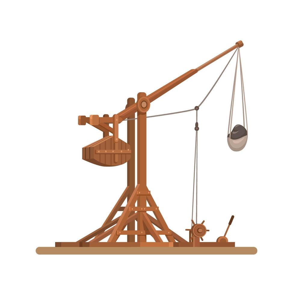 Trebuchet Catapult Medieval War Weapon Illustration vector
