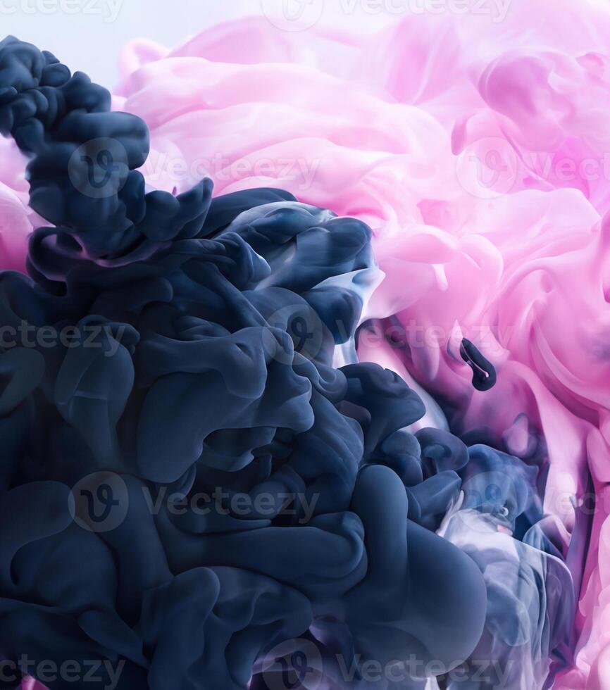 Creative Abstract, Ink Dissolving in Water, Purple Background photo