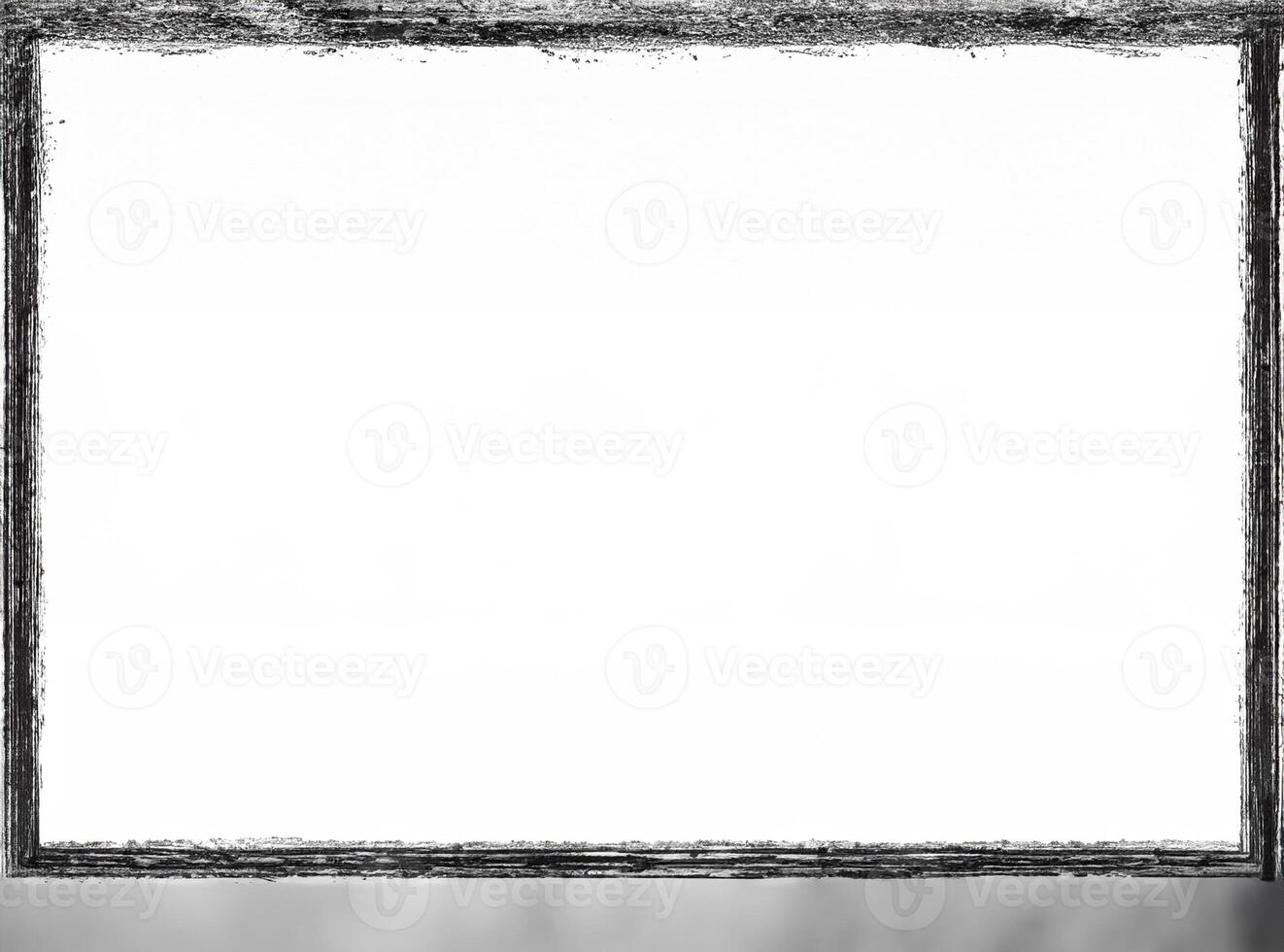 Distressed Rectangle Frame with Grunge Black Borders on White Background - Geometric Shape with Dirt Effect photo