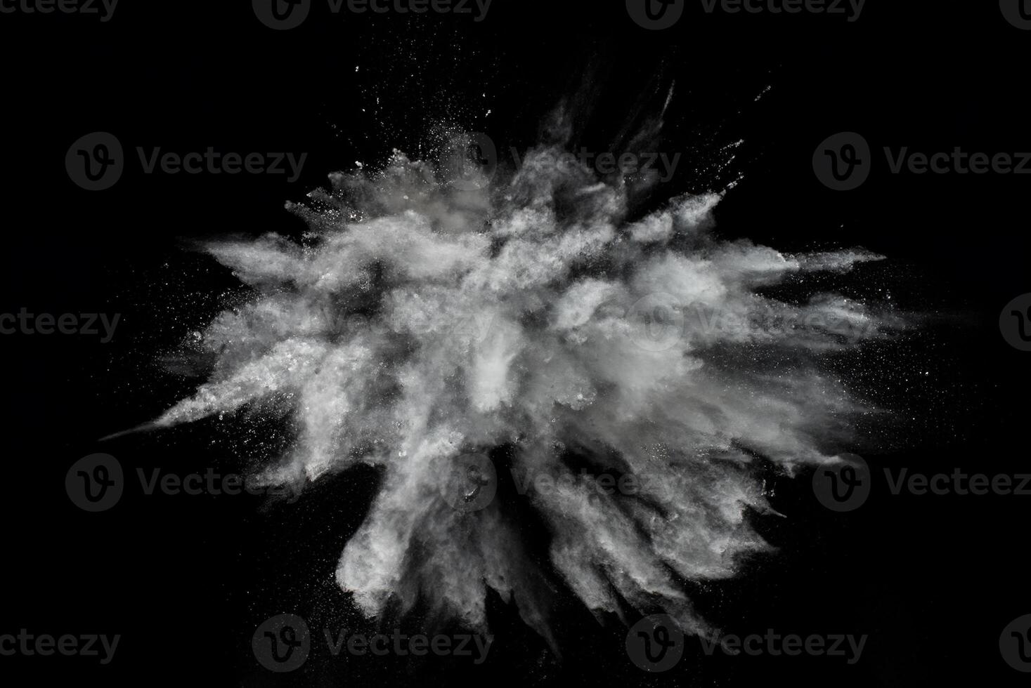 High-Speed Capture of White Powder Explosion on Black Background photo