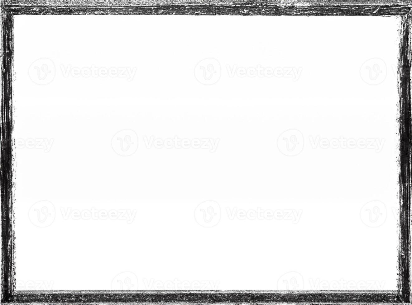 Rectangular Frame with Distressed Texture, Grunge Black Borders on Isolated Background - Geometric Design Element photo