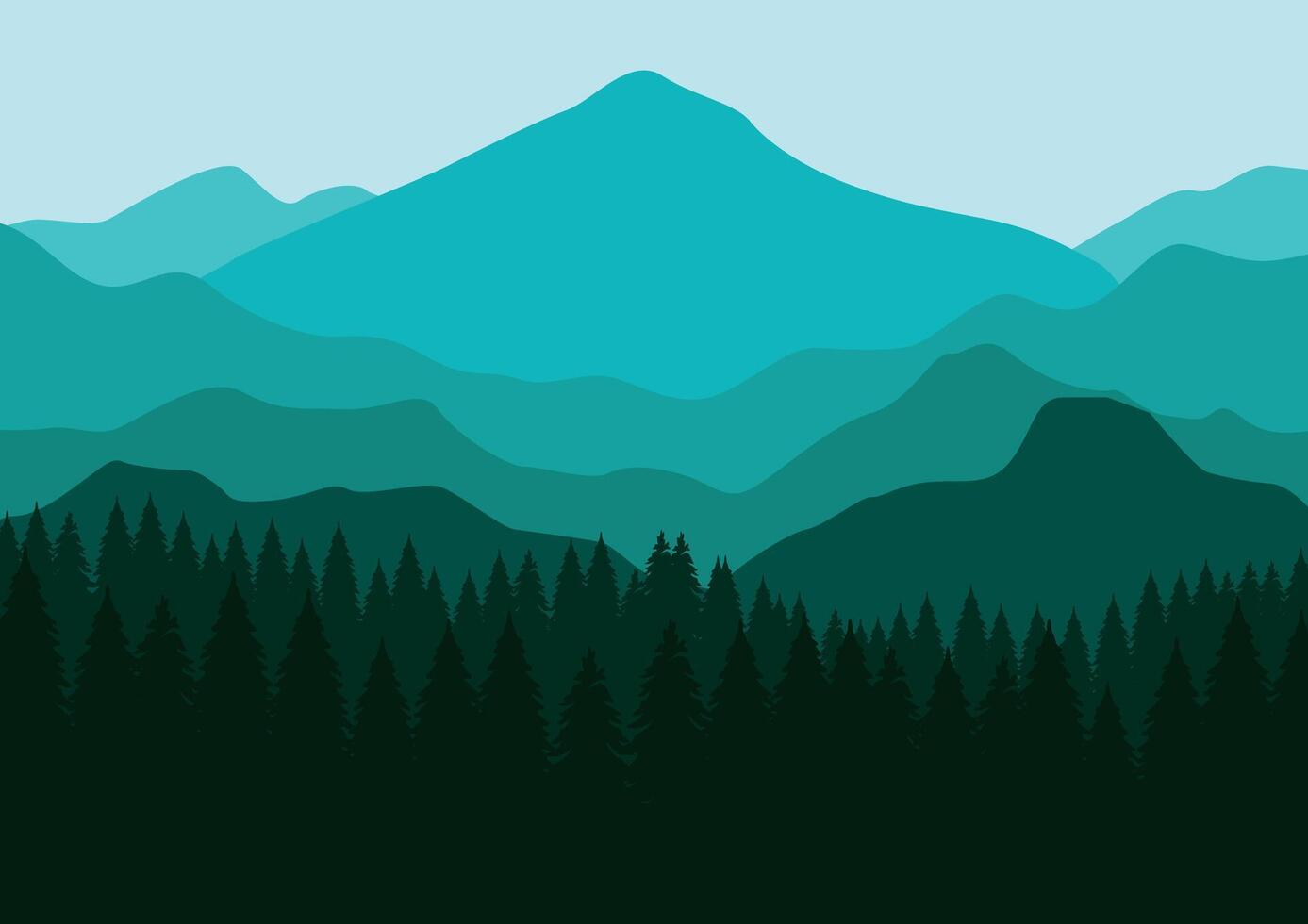nature landscape mountains with forest illustration vector