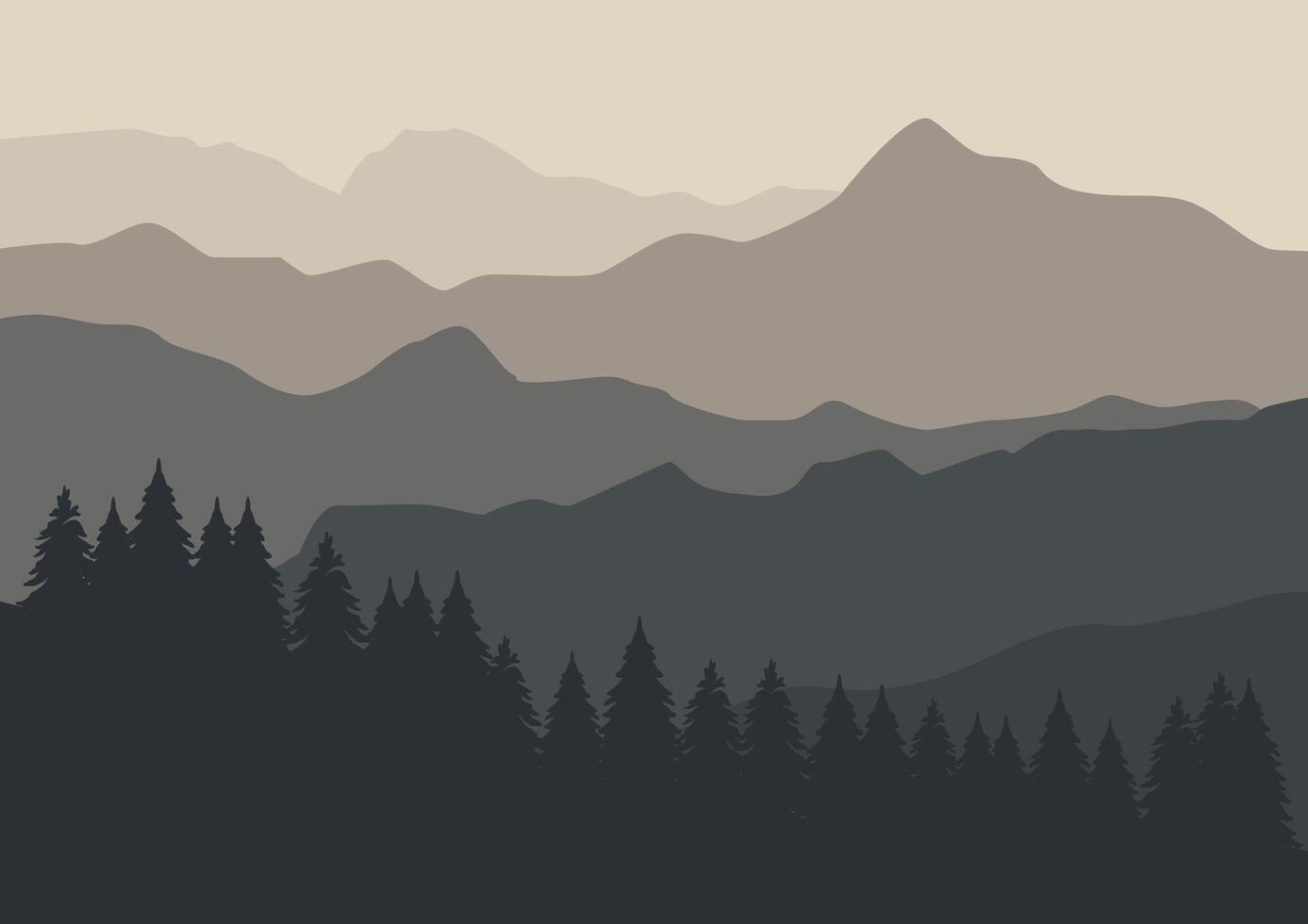 nature landscape mountains with forest illustration vector
