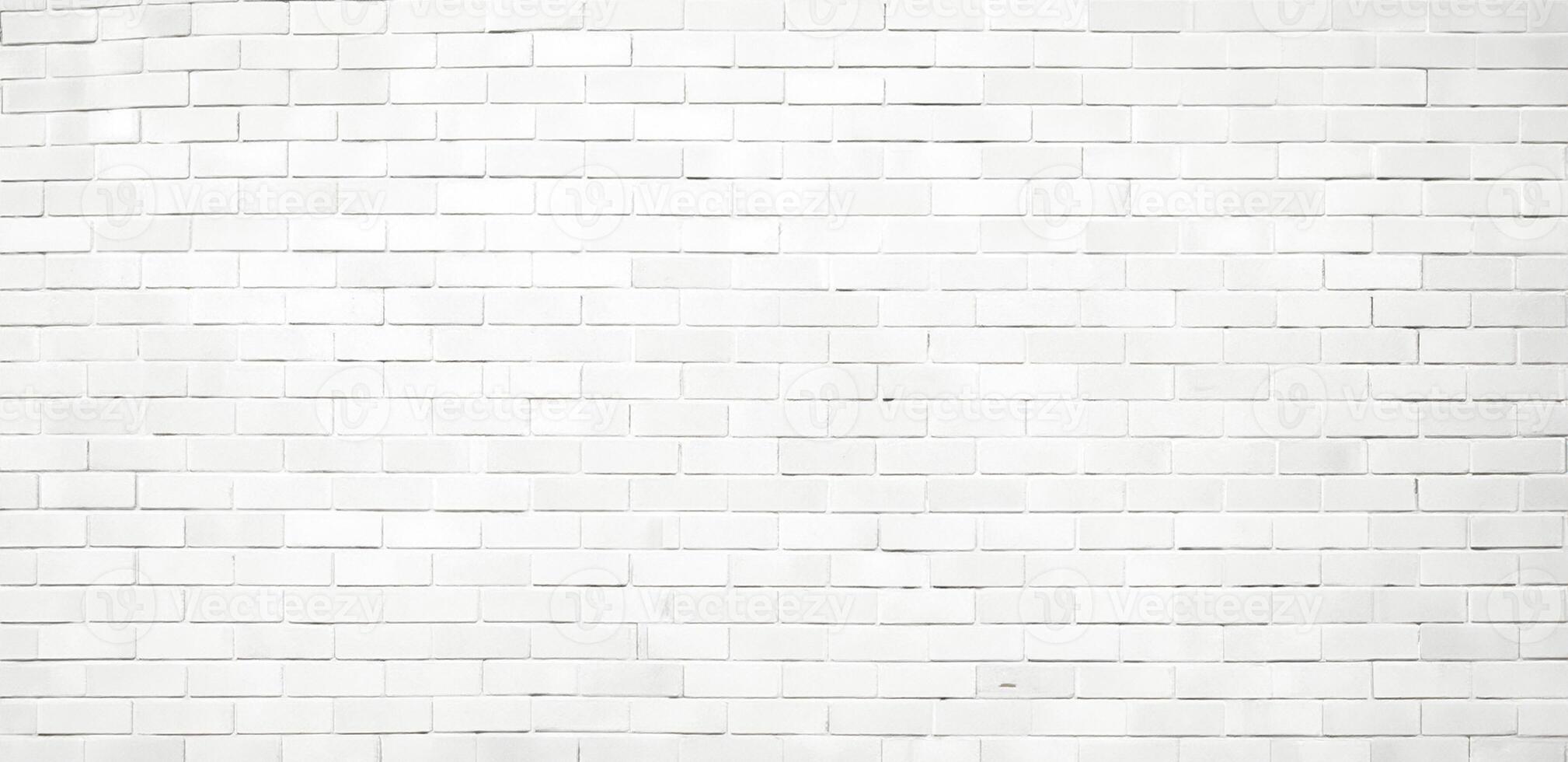 White Brick Wall Panorama, Textured Background photo