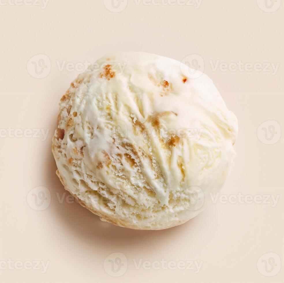 Caramel and Vanilla Ice Cream Sphere on Elegant Dessert Plate photo