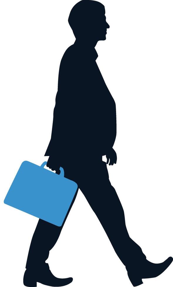 Businessman walking with briefcase silhouette vector