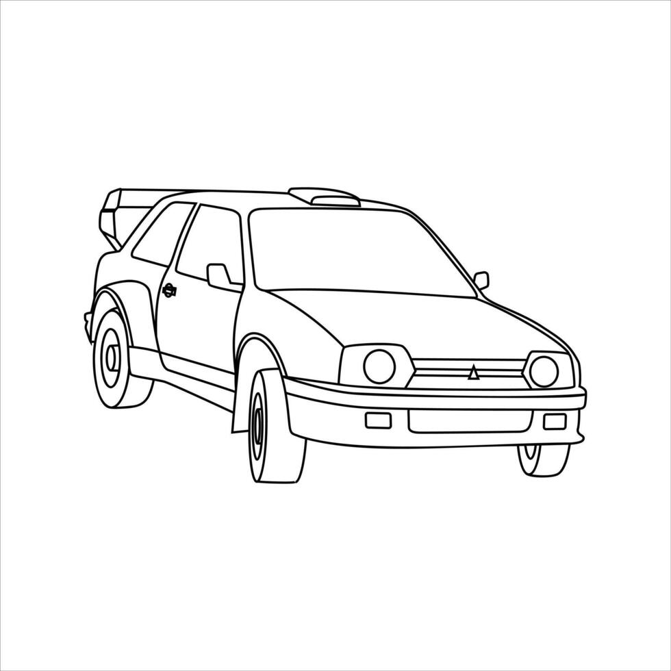 Black outline icon of car vector