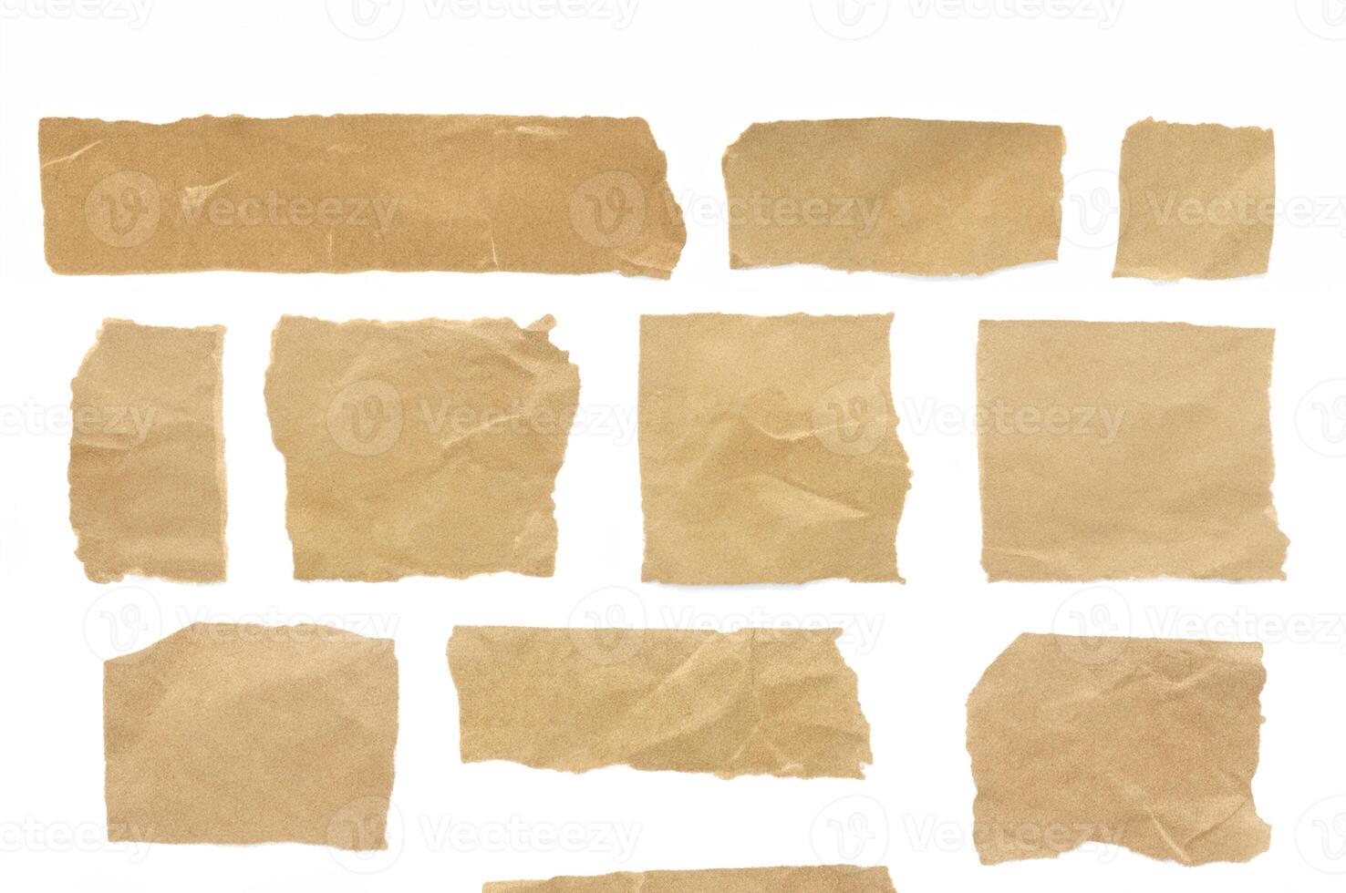 Collection of Torn Recycled Paper Isolated on White Background photo