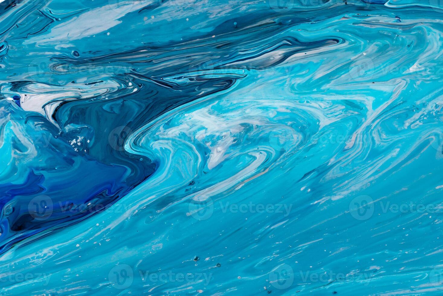 Cyan Acrylic Pour Abstract Liquid Marble Surface Design photo