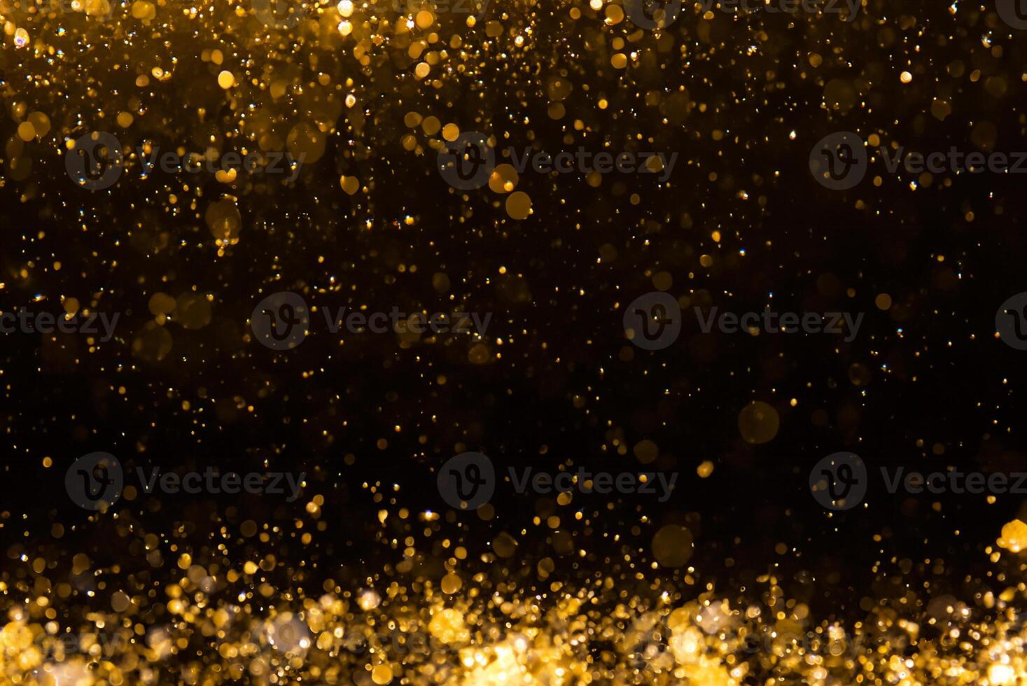 Minimalistic Composition, Golden Bokeh on Black Background photo
