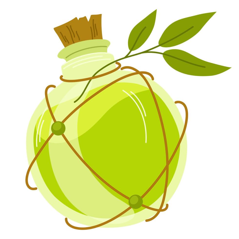 Magic potion. Cartoon game interface element, alchemist bottle with elixir, poison, antidote. fantasy and fairy tales object for design Halloween vector