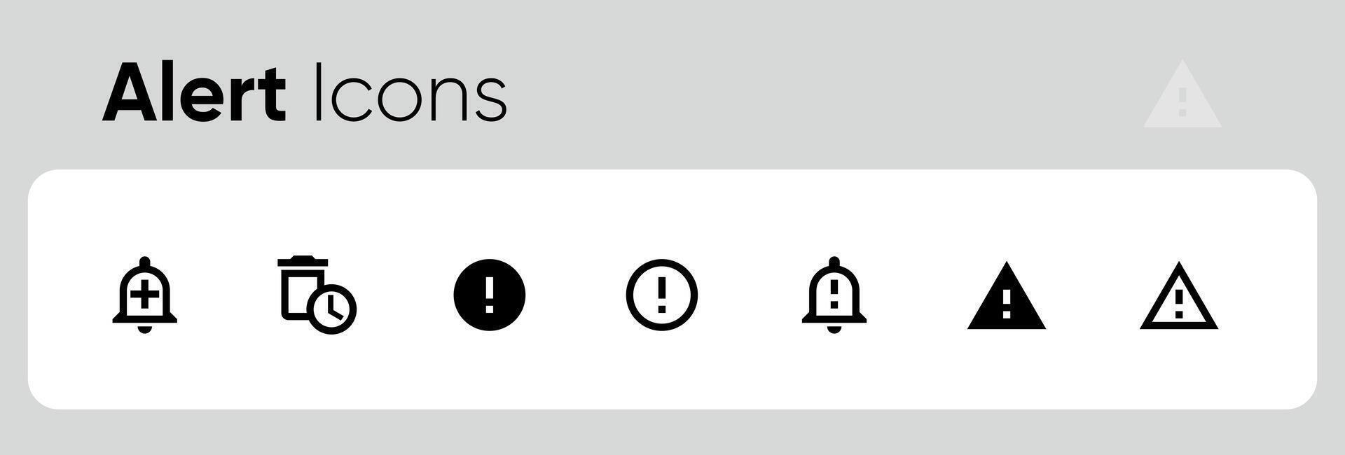 Attention Icon Set. Danger, Caution, warning, error, delete, notification, important or Alert Risk Symbol in a black filled and outlined style. Safety Notice Sign. vector