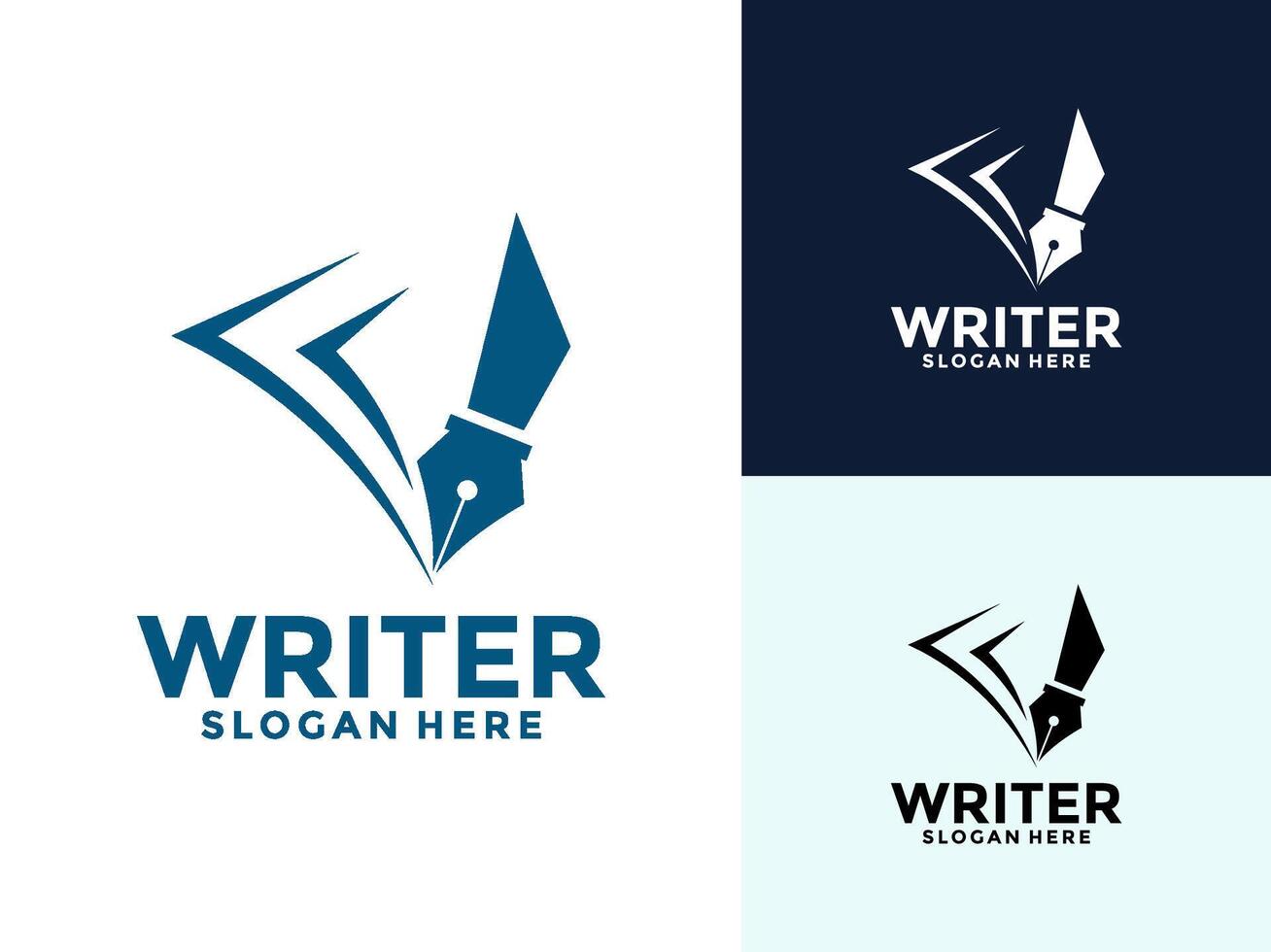 Pen Writer logo design, pen with paper , author logo design icon vector