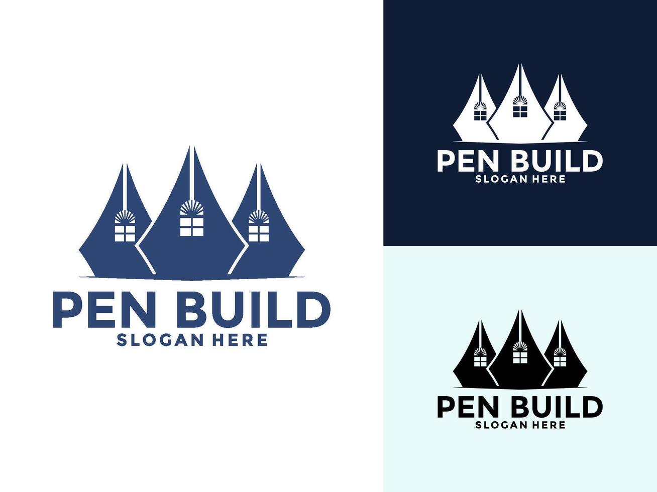 Building Pen logo illustration, Unique combination Pen with Home logo template vector