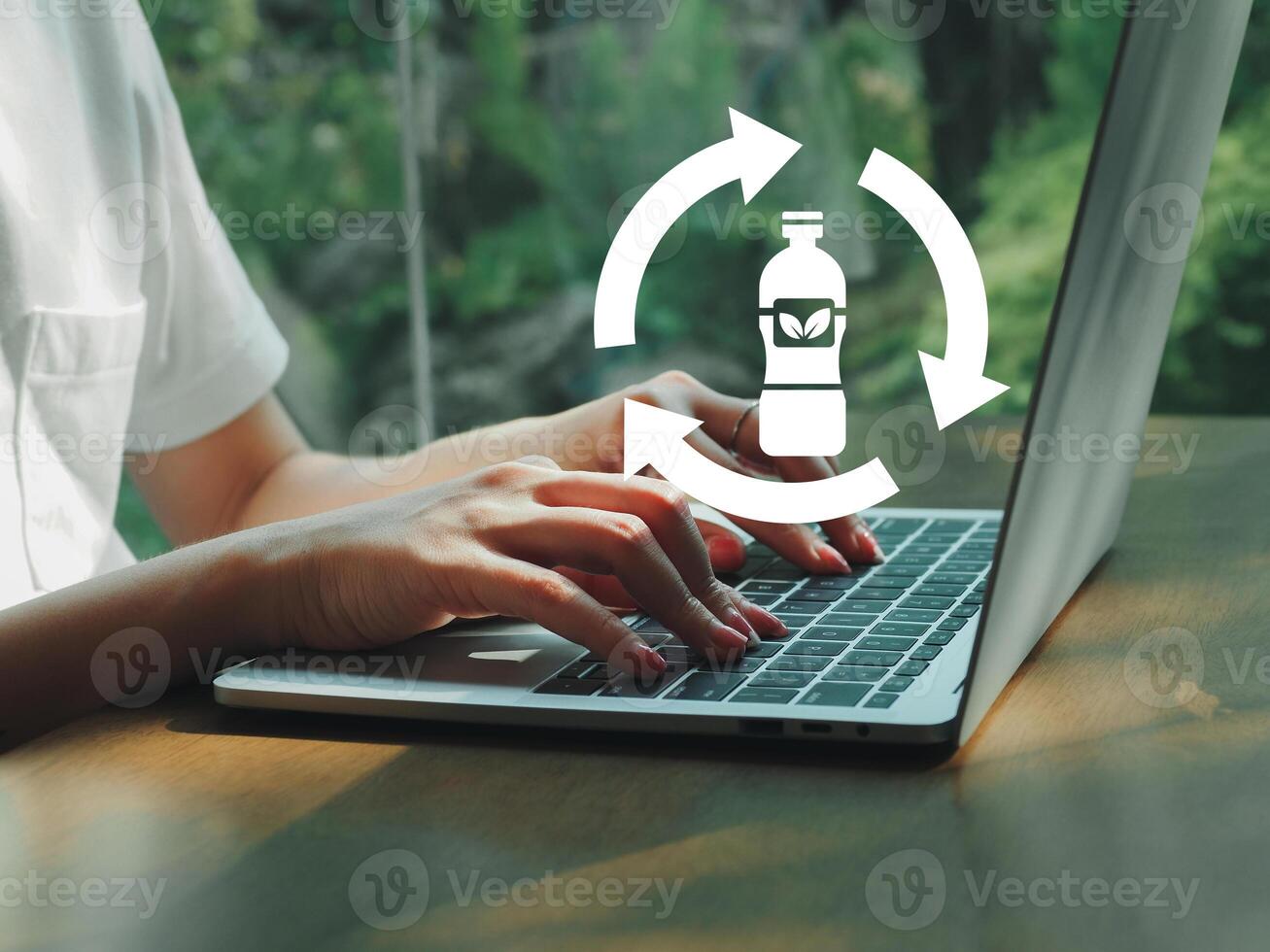 Reusing technology water bottles for recycling environmentally friendly Materials that can be recycled and renewed photo