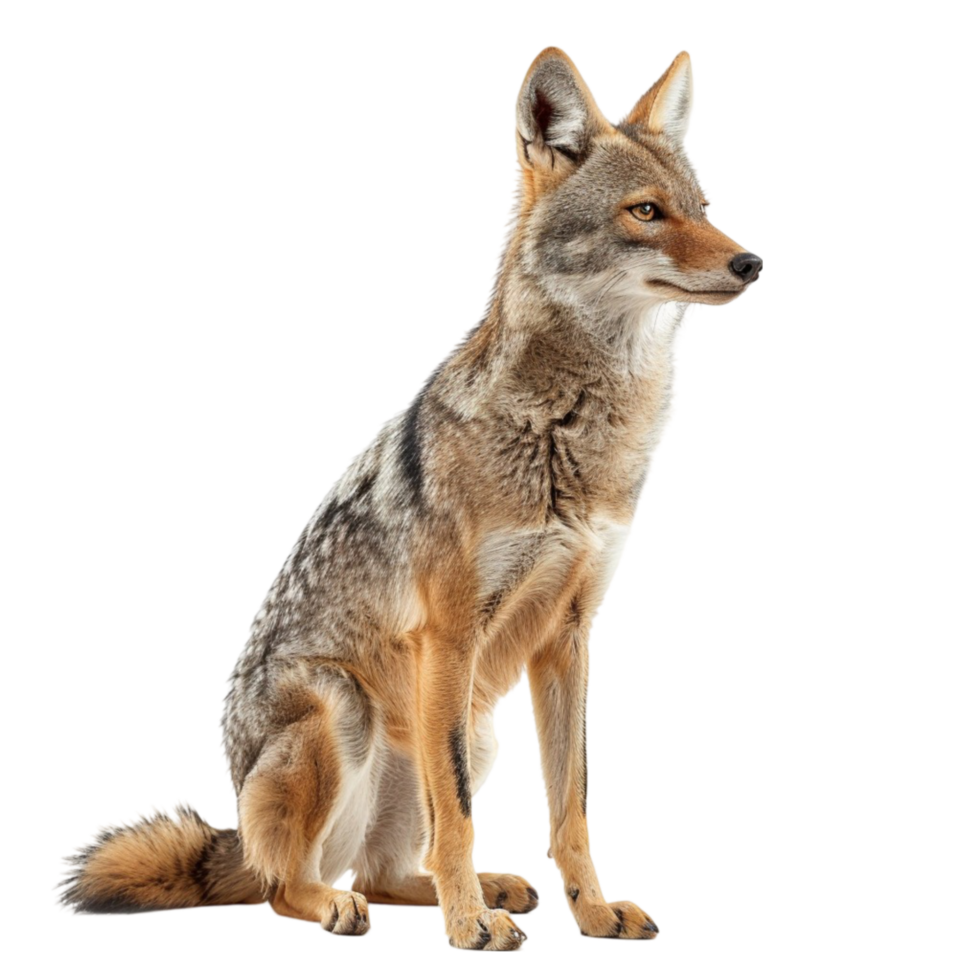 a coyote sitting side pose png