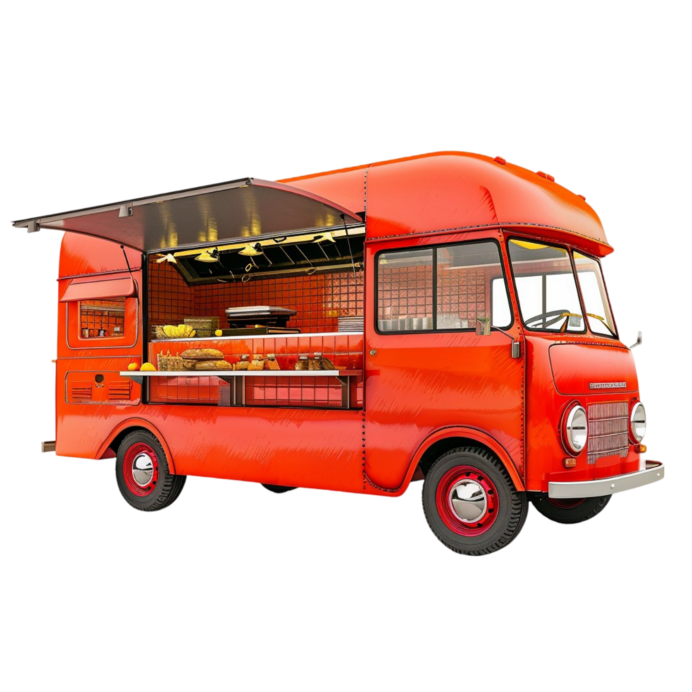 an old red food truck image png