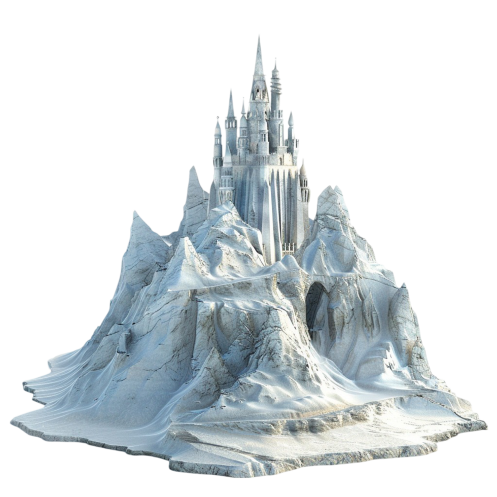 frozen castle on a mountain with snow png
