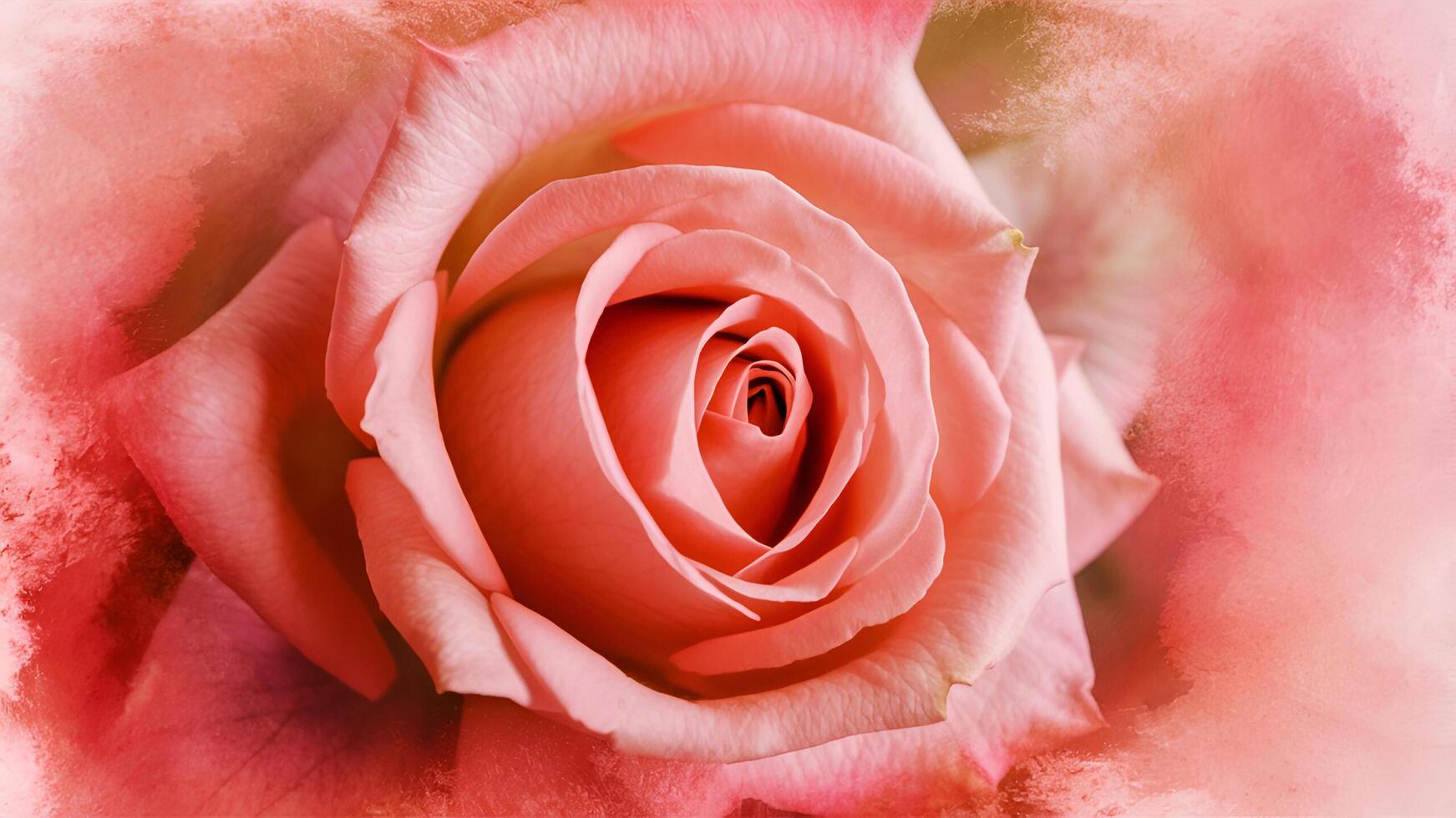 a pink rose is shown in a watercolor painting photo