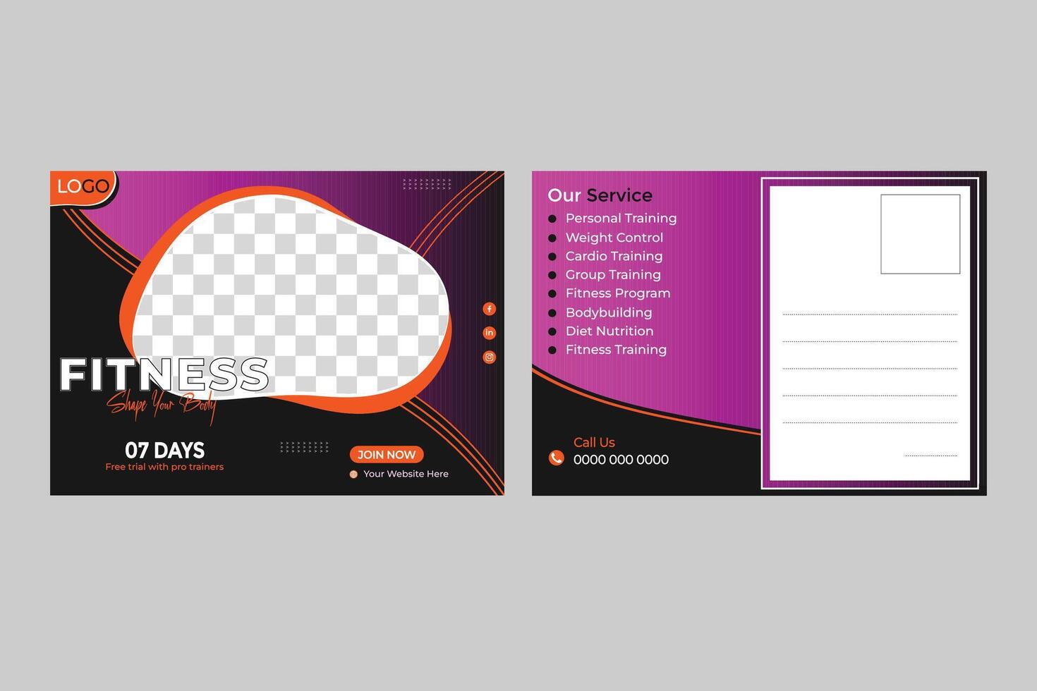 Fitness Postcard Design Template vector