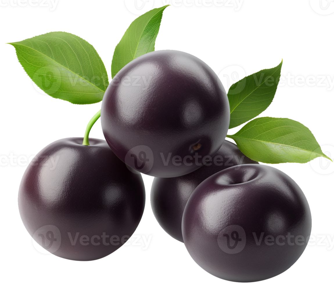 Acai berry illustration - Few acai berry with leaf isolated on a transparent background png