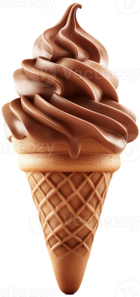 A Chocolate ice cream in waffy cup illustration - Ice cream isolated on a transparent background png