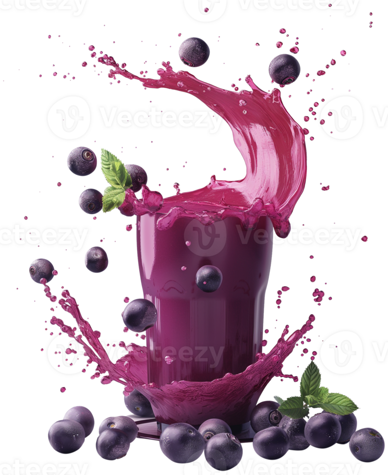 Acai berry illustration - Acai berries Juice splash isolated on a transparent background png