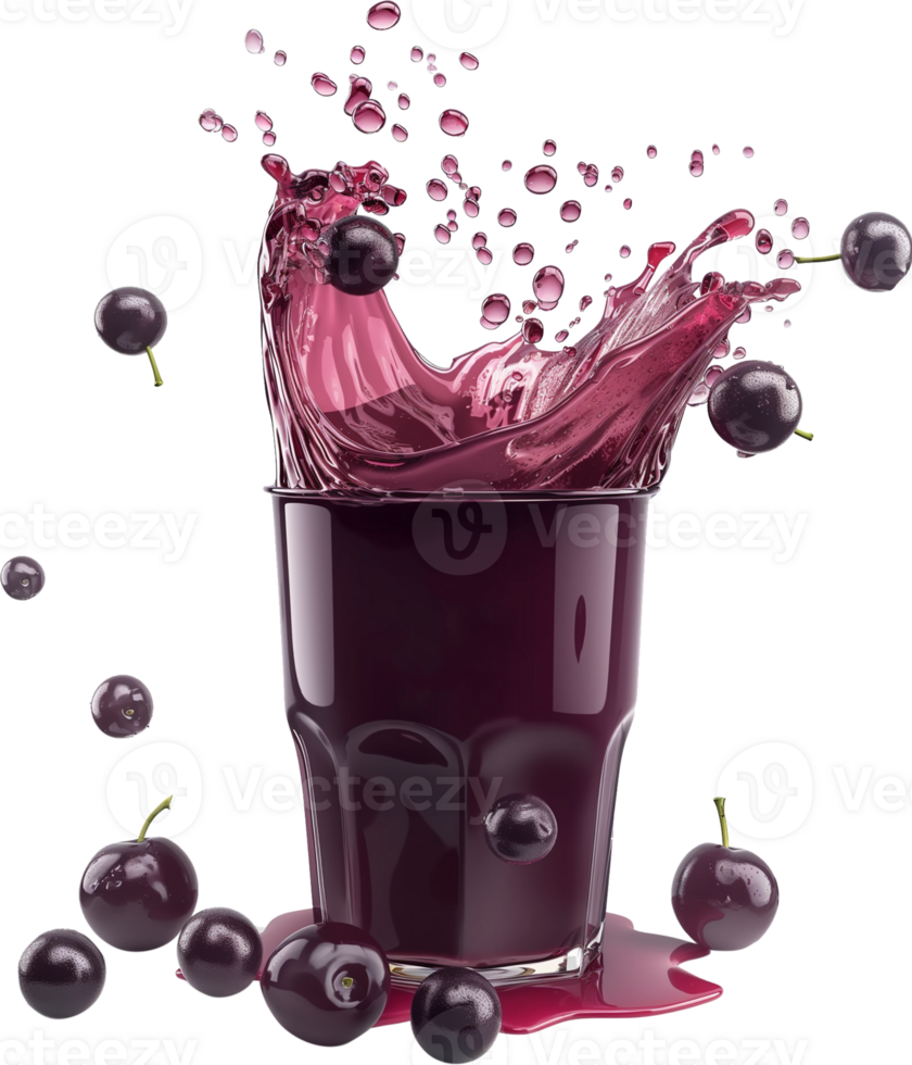 Acai berry illustration - Acai berries Juice splash isolated on a transparent background png