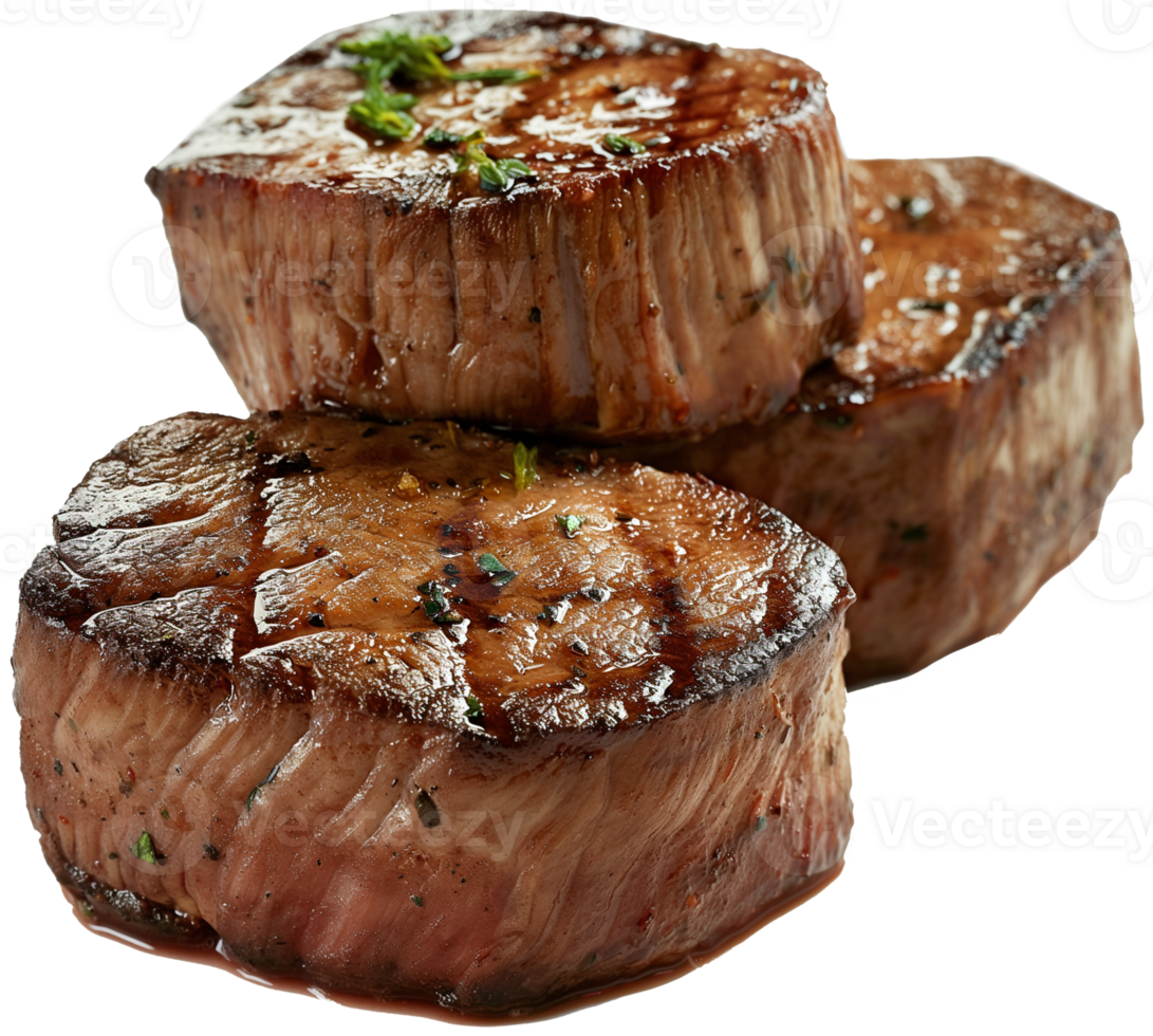 Steak illustration - Cooked Filet Mignon Steaks isolated on a transparent background png