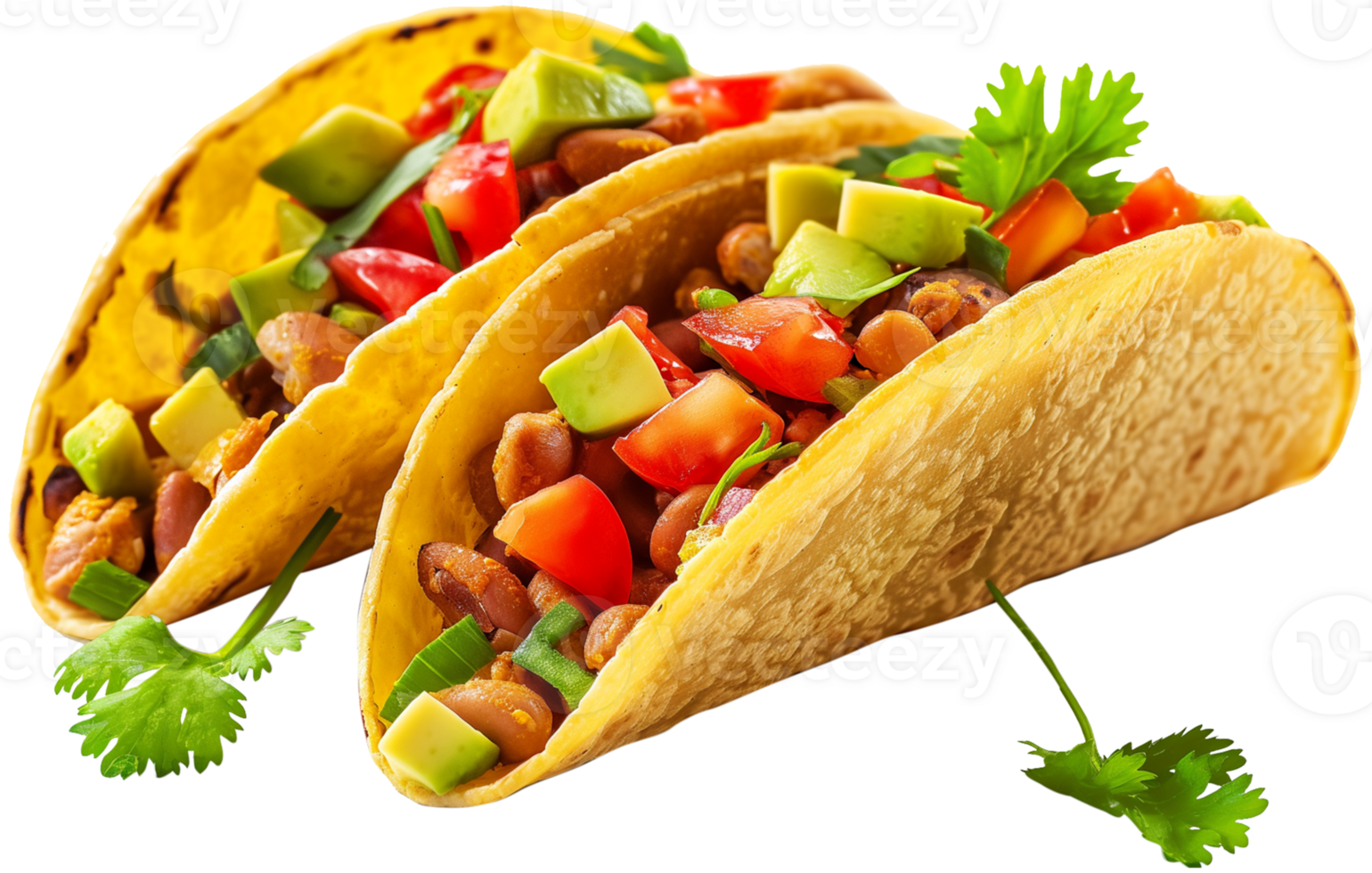 Tacos casserole illustration - Delicious Vegetarian tacos isolated on a transparent background png