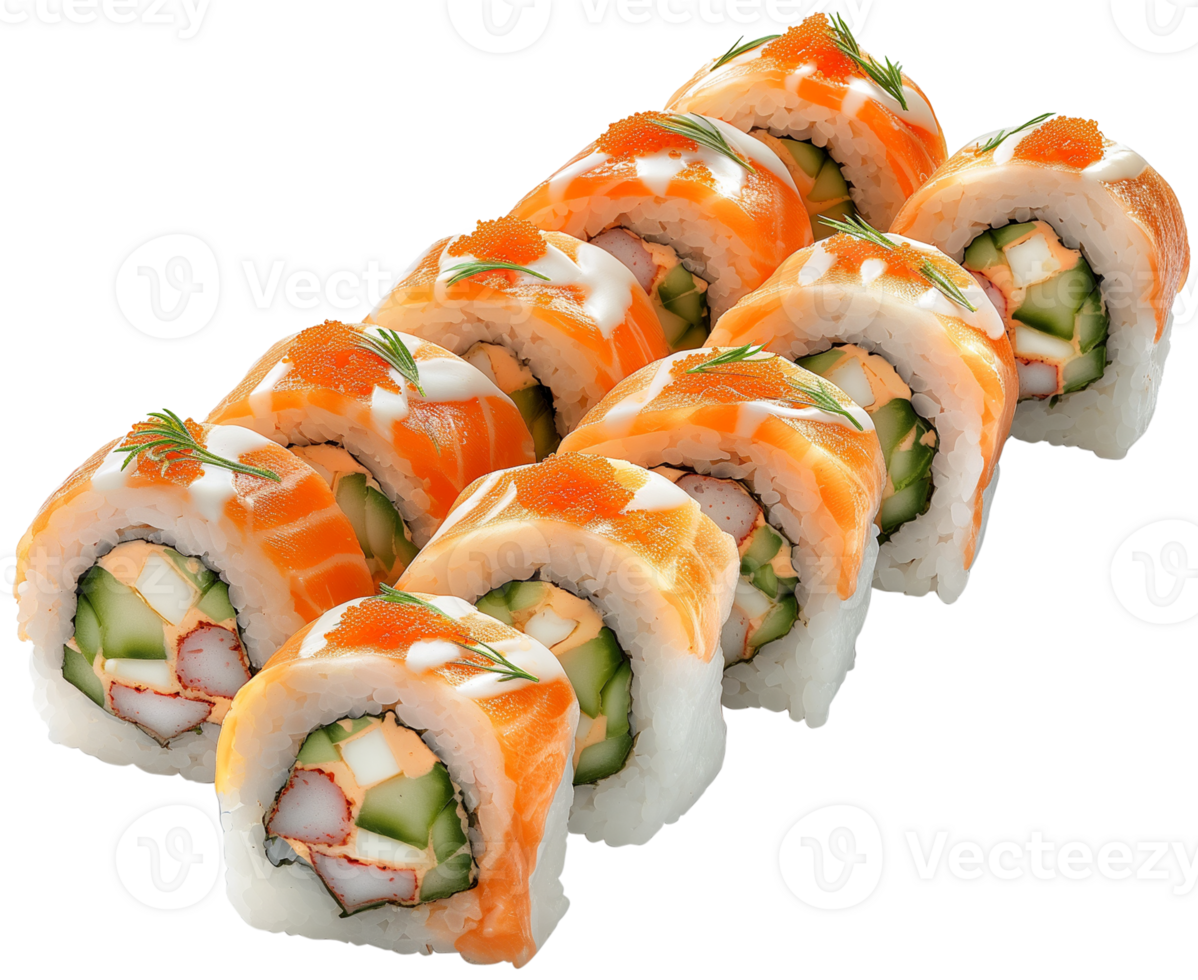 Sushi Dish illustration - California rolles with imitation crab avocado isolated on a transparent background png