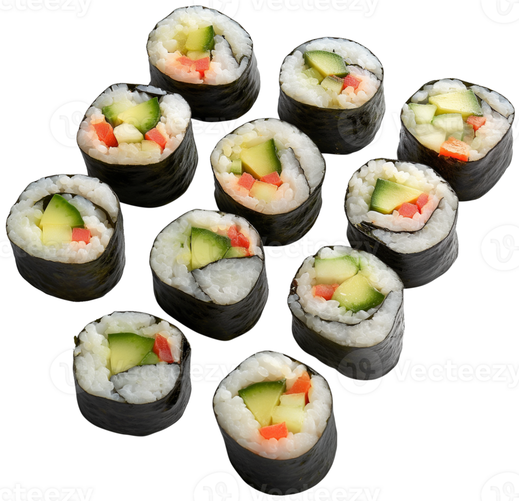 Sushi Dish illustration - Delicious Philadelphia roll with salmon cucumber isolated on a transparent background png