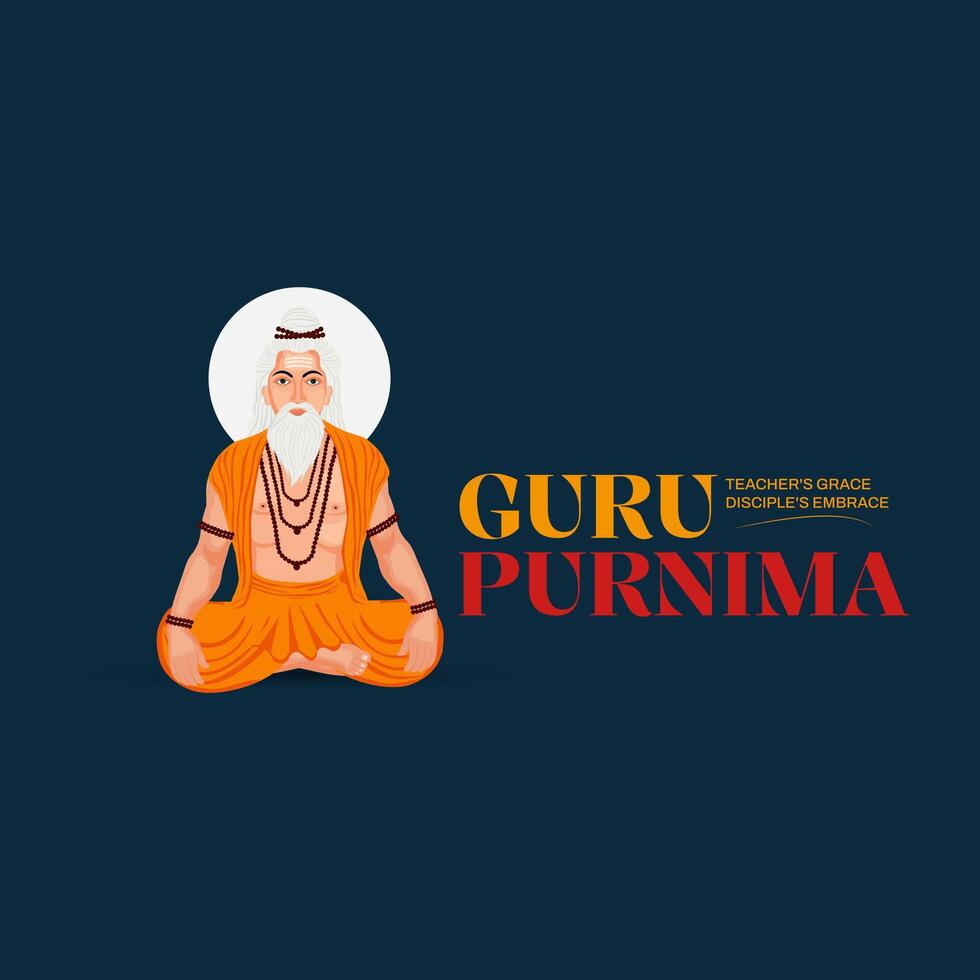 Guru Purnima festival of India teachers gurus give blesses to his shishya Social media post vector