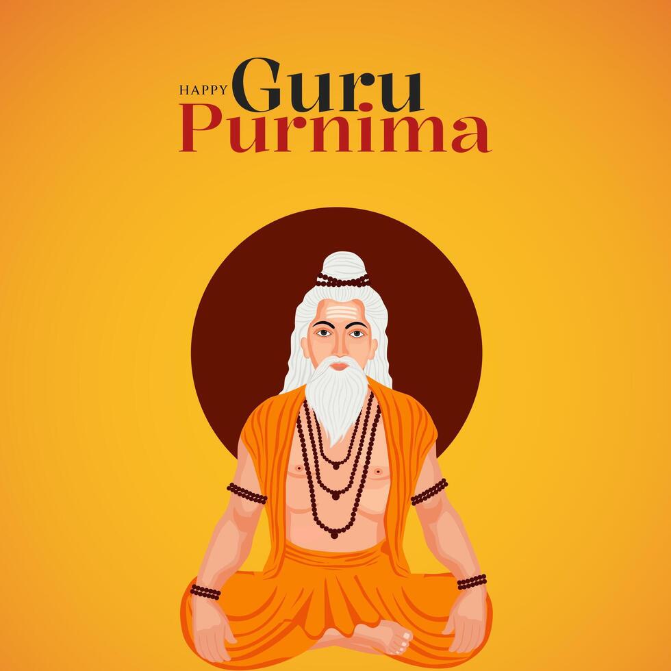 Guru Purnima festival of India teachers gurus give blesses to his shishya Social media post vector