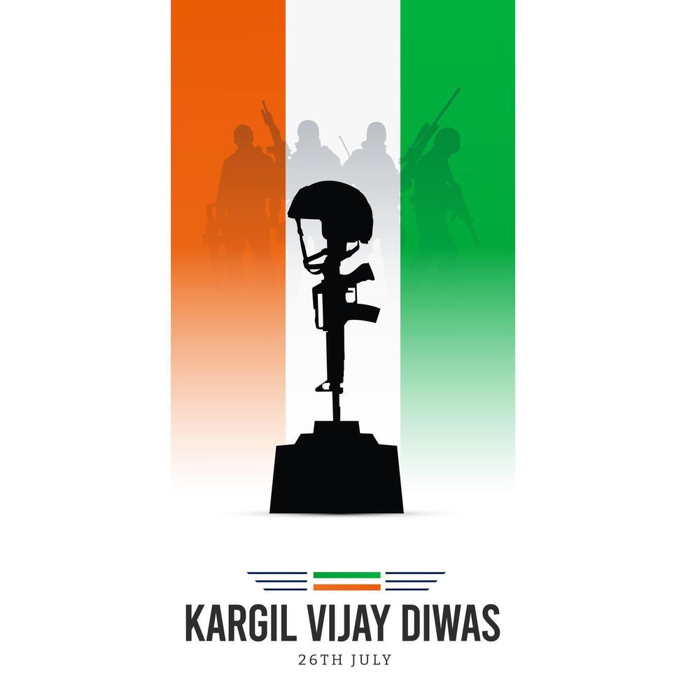 26th July Kargil Vijay Diwas Design Concept With Indian Flag And Army Social Media Post vector