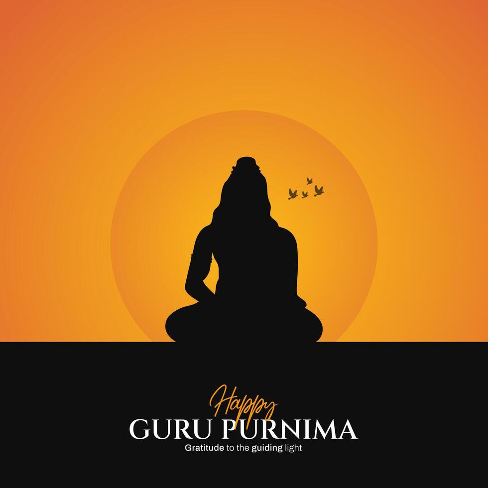 Guru Purnima festival of India teachers gurus give blesses to his shishya Social media post vector