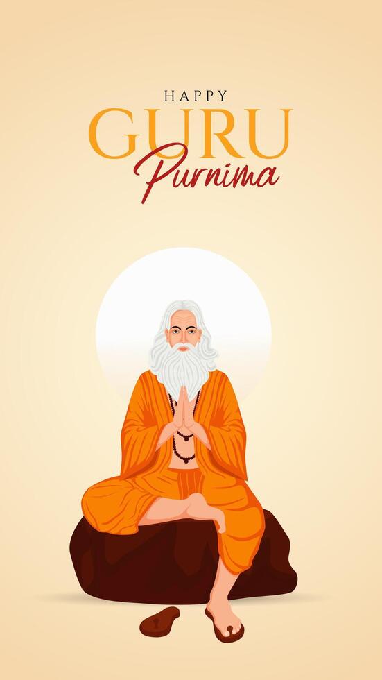 Guru Purnima festival of India teachers gurus give blesses to his shishya Social media post vector