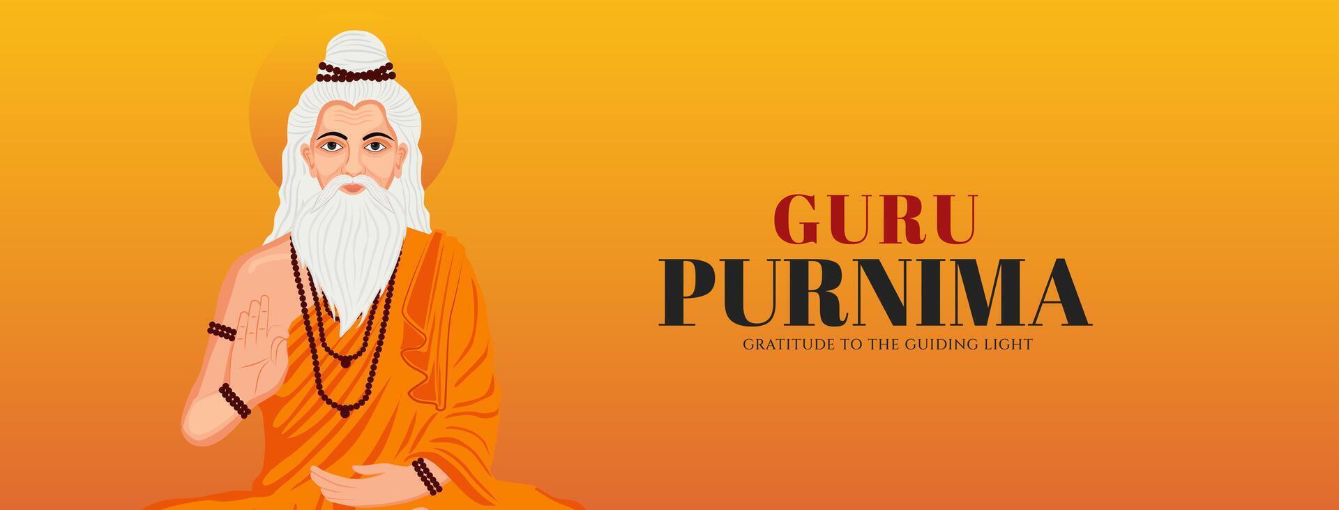 Guru Purnima festival of India teachers gurus give blesses to his shishya Social media post vector
